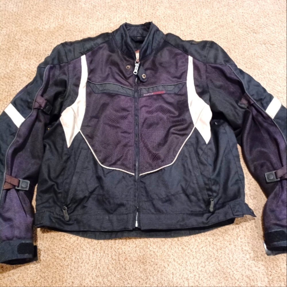 Men's Castle Streetwear Black and White Motorcycle Jacket W/ Pads & Inner Shell